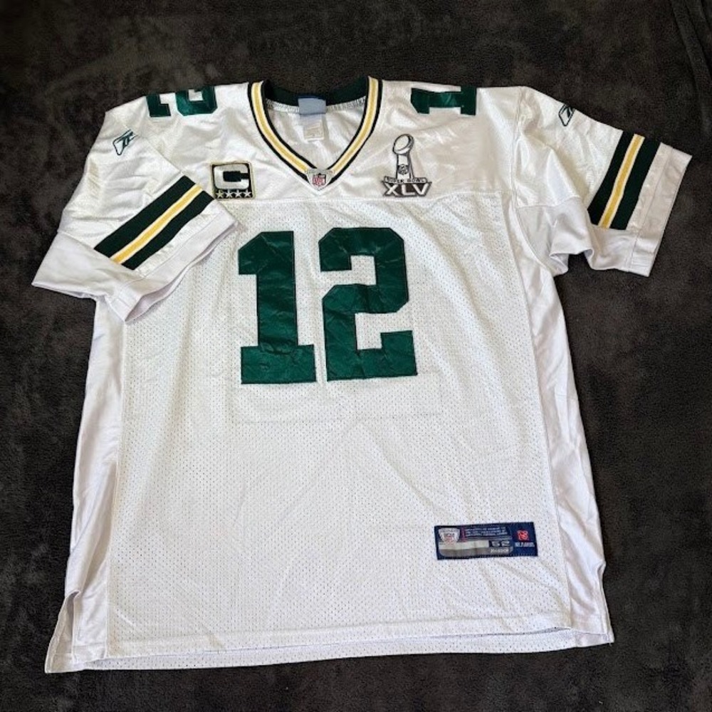 Reebok NFL Green Bay Packers Aaron Rodgers Super Bowl XLV Jersey Mens 52 White